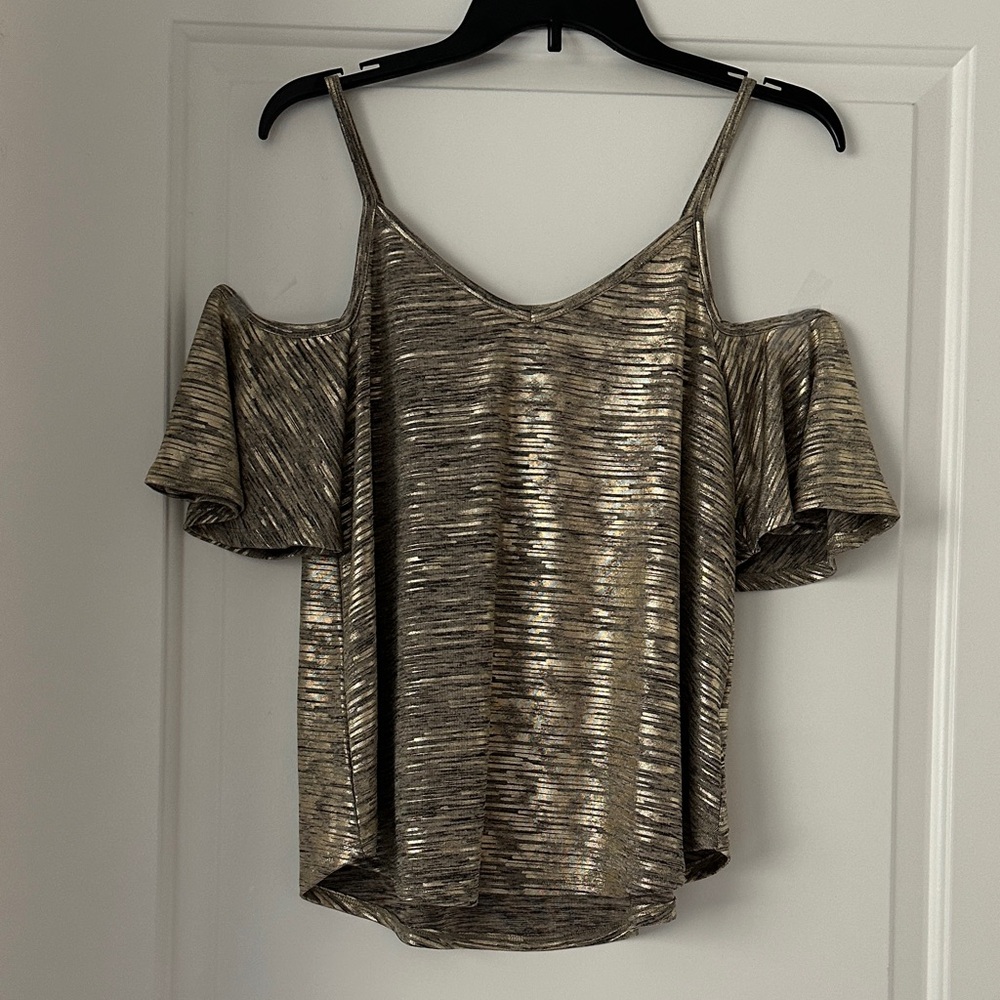 Bar III Gold Cold Shoulder Blouse